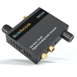 BlueRigger Digital to Analog Audio Converter DAC - 192kHz S/PDIF, Optical to 3.5mm, Coax to RCA Adapter L/R, Toslink Optical to RCA