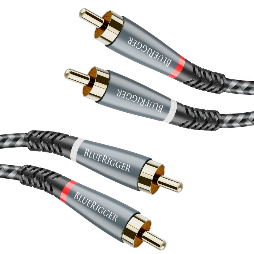 BlueRigger RCA Cable, (2RCA Male to 2RCA Stereo Audio Cable, Braided, Gold Plated, Subwoofer)