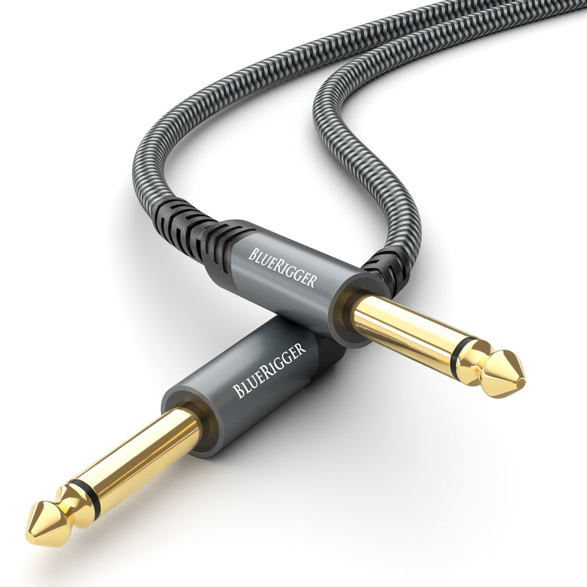 BlueRigger 6.35mm Mono Jack TS ¼ Cable  - (Male TS ¼ Inch Instrument Cable to 6.35 mm Unbalanced Speaker Cable, ¼” Amp Cord, Interconnect Cable)