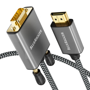 BlueRigger HDMI to VGA Cable (Unidirectional, 1080P, 60Hz, HDMI Adapter for Monitor, Male to Male, HDMI Source to VGA Display)