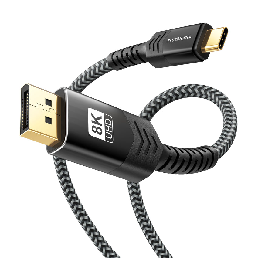 BlueRigger USB C to DisplayPort Cable (8K 60Hz, USB Type-C 3.1 to Display Port, 32.4 Gbps, Thunderbolt 4/3, USB-C to DP 1.4 Cable)