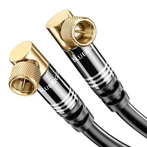 BlueRigger RG6 Coaxial Cable (90° Angled to 90° Angled Connector Pin, Gold Plated, Triple Shielded)