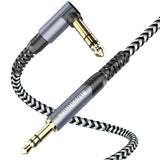 BlueRigger 3.5mm to 6.35mm Audio Cable (90 Degree Bi-Directional, 3.5mm 1/8" Male to 6.35mm 1/4" Male TRS, Right Angled Braided Stereo Audio Cable)