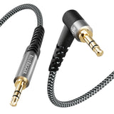 BlueRigger 3.5mm 90 Degree Stereo Audio Cable (L-Shaped Right Angle Jack, Auxiliary Cable, Male to Male, Hi-Fi Sound)