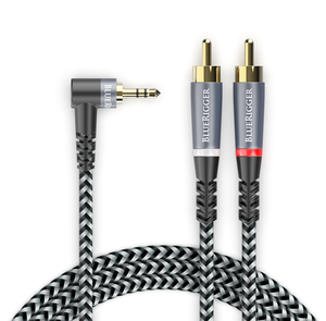 BlueRigger 3.5mm Aux to 2RCA Audio Cable (6FT, 90D Stereo Splitter Y 2RCA Male, Braided, 1/8