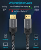 BlueRigger DisplayPort to HDMI Cable - (DP to HDMI Cord, 4K 60Hz, HDR, HDCP 2.2, Uni-Directional Display to HDMI, Male Video Cable)