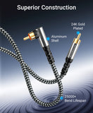 BlueRigger Subwoofer Cable 90 Degree (RCA Audio, Dual Shielded, Gold Plated 90°Male RCA to RCA Connectors)