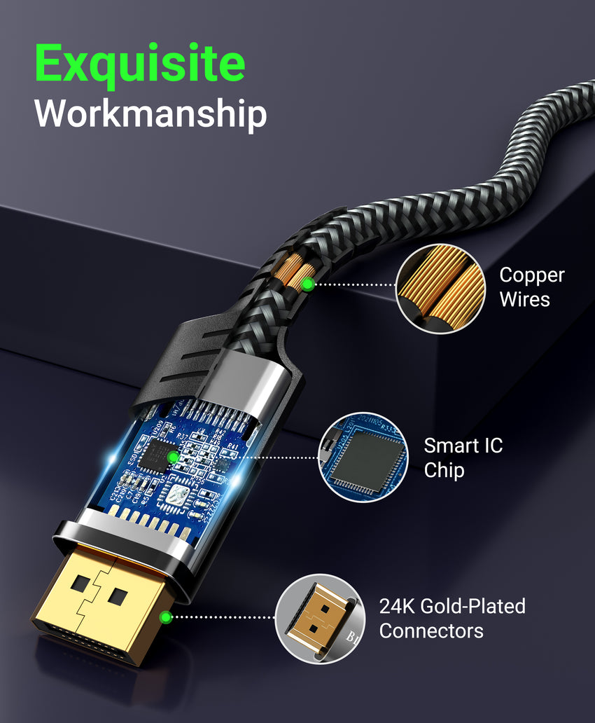 BlueRigger USB C to DisplayPort Cable (8K 60Hz, USB Type-C 3.1 to Display Port, 32.4 Gbps, Thunderbolt 4/3, USB-C to DP 1.4 Cable)