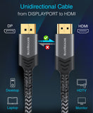 BlueRigger DisplayPort to HDMI Cable - ( DP to HDMI Cord, 4K 60Hz, HDR, HDCP 1.4/2.2, Display to HDMI Male Video Cable)