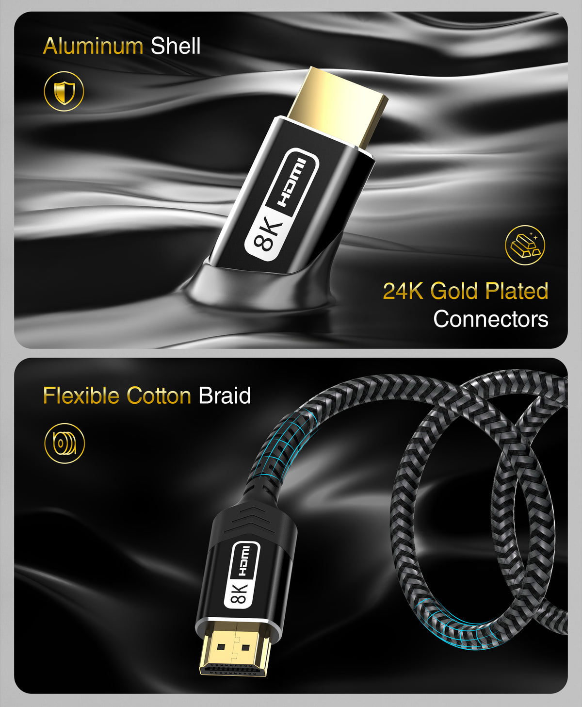 Bluerigger Ultra Hd High Speed 8k Hdmi Braided Cable 48gbps 8k 60hz Bluerigger 9061