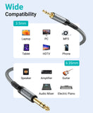 BlueRigger 3.5mm to 6.35mm Audio Cable (Bi-Directional, 3.5mm 1/8" Male TRS to 6.35mm 1/4" Male TRS, Braided Stereo Audio Cable)