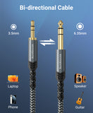 BlueRigger 3.5mm to 6.35mm Audio Cable (Bi-Directional, 3.5mm 1/8" Male TRS to 6.35mm 1/4" Male TRS, Braided Stereo Audio Cable)