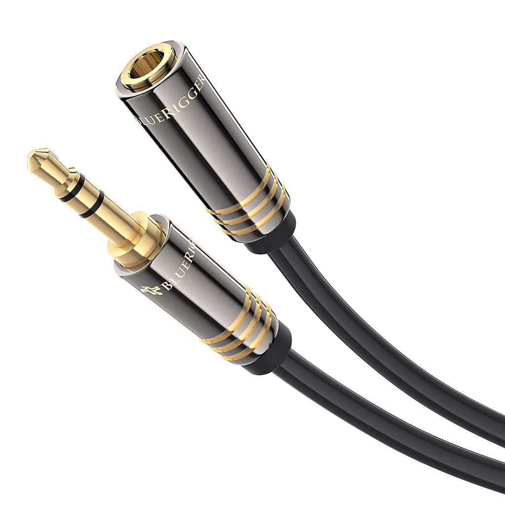BlueRigger Headphone Extension Cable (24K Gold Plated Jack, Hi-Fi Sound, 3.5  mm Male to Female Stereo Audio Cable)