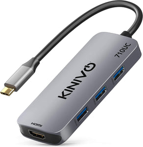 Kinivo 710UC USB C Hub (7 Port USB-C Adapter- 3 USB 3.0-5Gbps Data, 4K HDMI, 100W PD, SD, TF Card Reader)