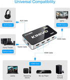 Kinivo HDMI Switch 4K HDR (3 Port Switch with TOSLINK Optical SPDIF, 4K 60Hz, HDMI 2.0, HDCP 2.2, High Speed-18Gbps, Auto-Switching, IR Remote) - Compatible with Roku, PS5/PS4, Xbox, Blu-ray Player