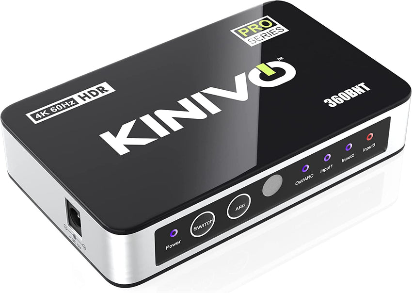 Kinivo HDMI Switch 4K HDR (3 Port Switch with TOSLINK Optical SPDIF, 4K 60Hz, HDMI 2.0, HDCP 2.2, High Speed-18Gbps, Auto-Switching, IR Remote) - Compatible with Roku, PS5/PS4, Xbox, Blu-ray Player